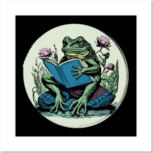 Cottagecore Frog With Book Posters and Art